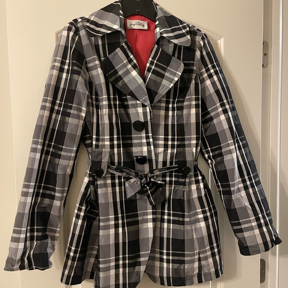 Joseph Ribkoff Black and White Plaid Lightweight Jacket